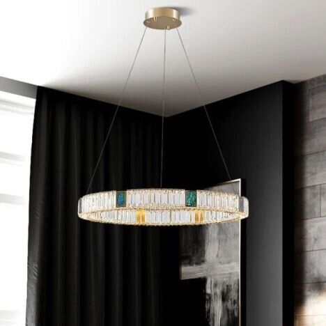 Candelabru LED 36 W Crystals Mozaique Gold, LED inclus, 1 surse de iluminare, Telecomanda, Dimabil,